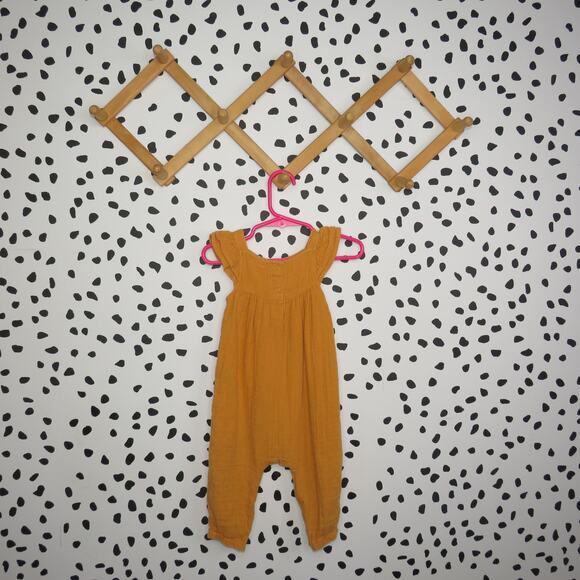 Cat & Jack Mustard Yellow Flutter Sleeve Baby Jumpsuit - Picture 3 of 6